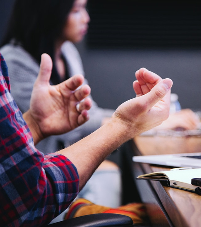 Closeup of a person's gesturing hands